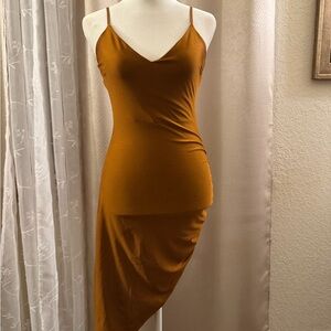 Windsor Asymmetrical Slip Dress in Rust